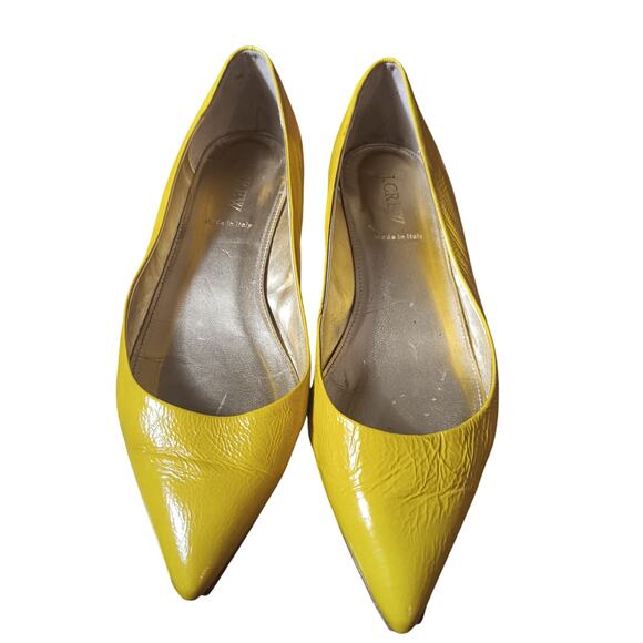 J. Crew Pointed toe Italian Leather Yellow flats size 8.5 - Picture 3 of 6